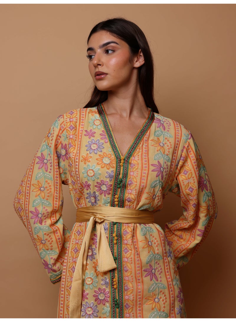 Ikkxa Karam Jalabiya IK1076 Yellow - Image 2